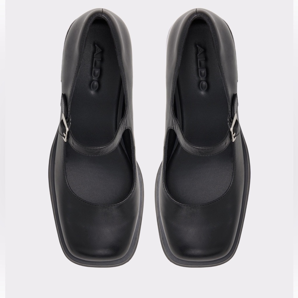 Aldo Black Square-Toe Mary Jane Flats